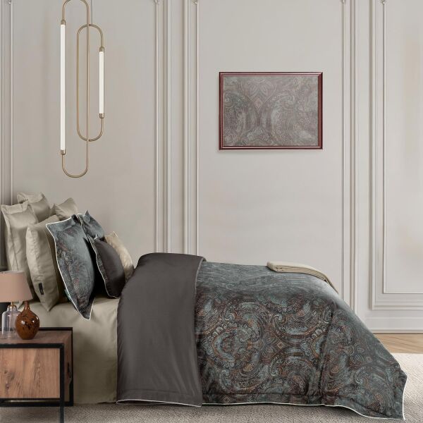 Sarev Magnes Saten Nevresim Takımı Çift Kişilik 4Yastık-Mocha