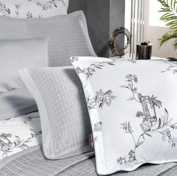 Sarev Aida Yatak Örtüsü Ve Nevresim Takımı Gri Çift Kişilik