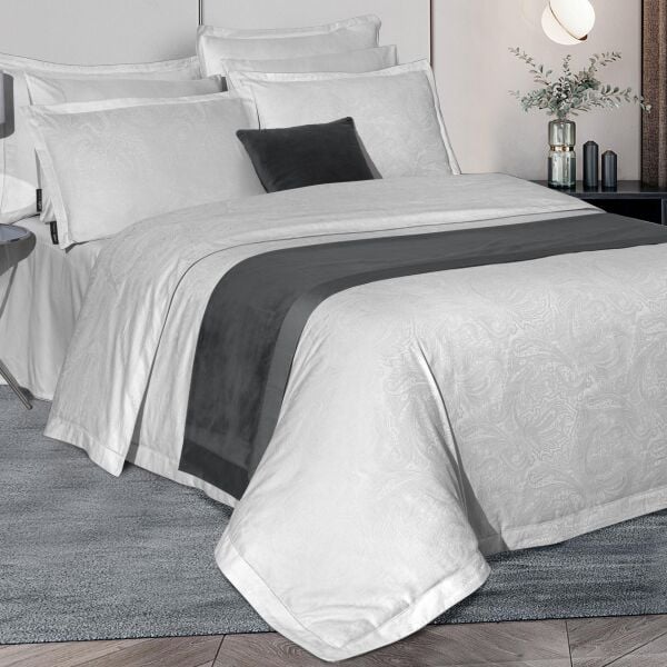 Sarev Borendo Jakarlı Nevresim Takımı 4 Yastık-Gri