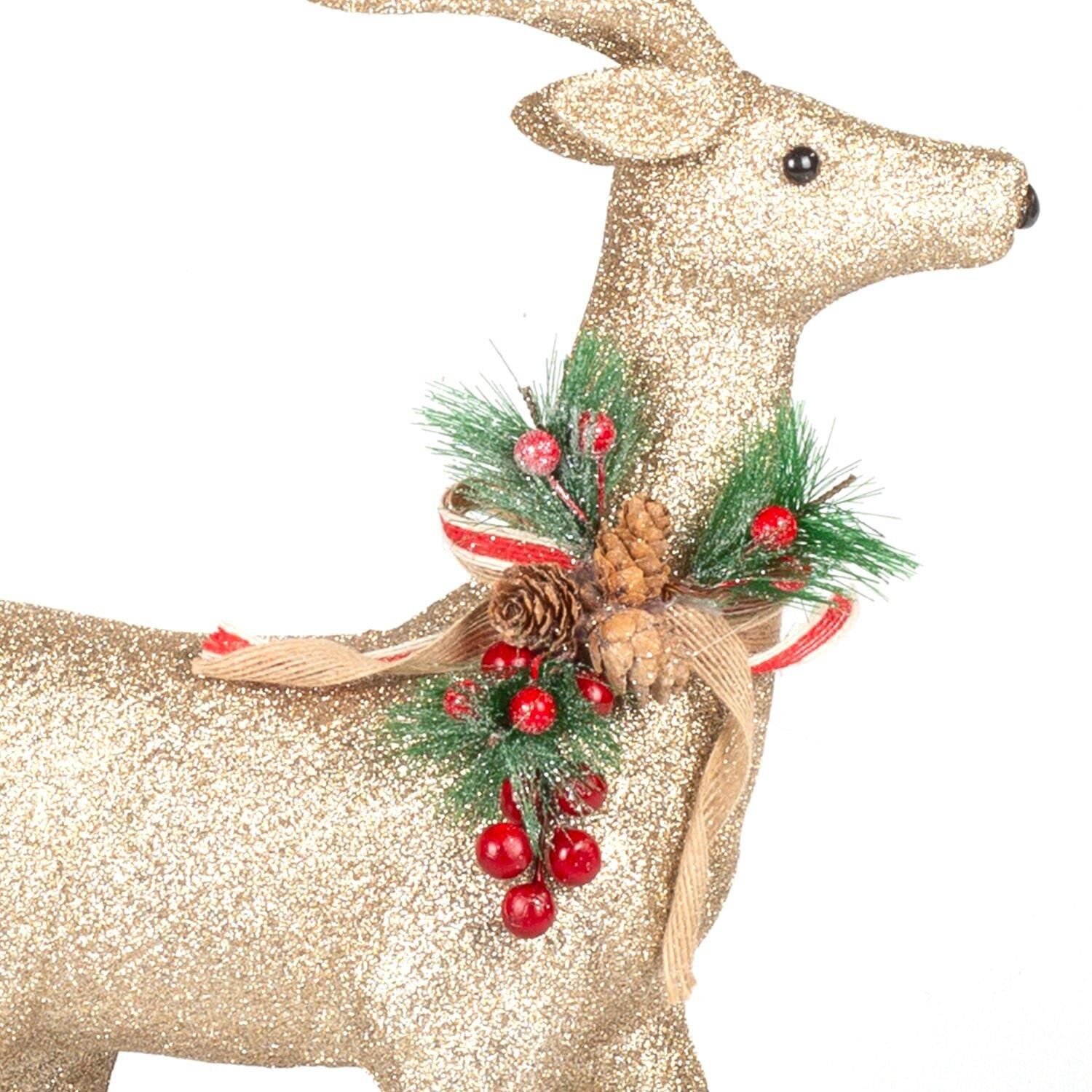 Yılbaşı Süsü Ren Geyik Figürü Dore 45x33 Cm