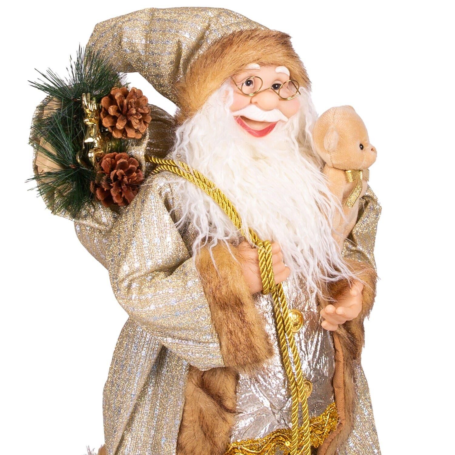 Yılbaşı Noel Baba Hediye Çuvallı Pelüş Ayı Dekorlu