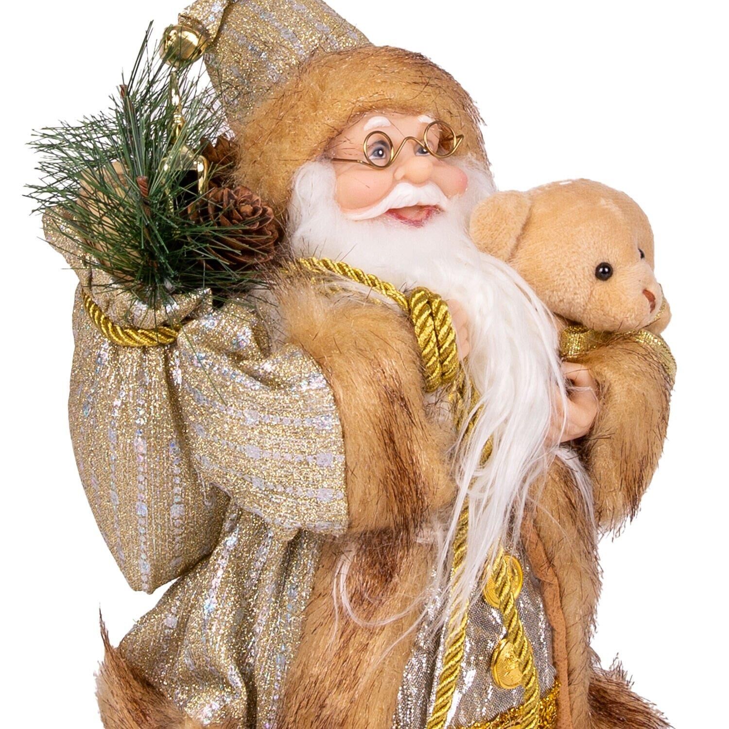 Yılbaşı Noel Baba Hediye Çuvallı Pelüş Ayı Dekorlu