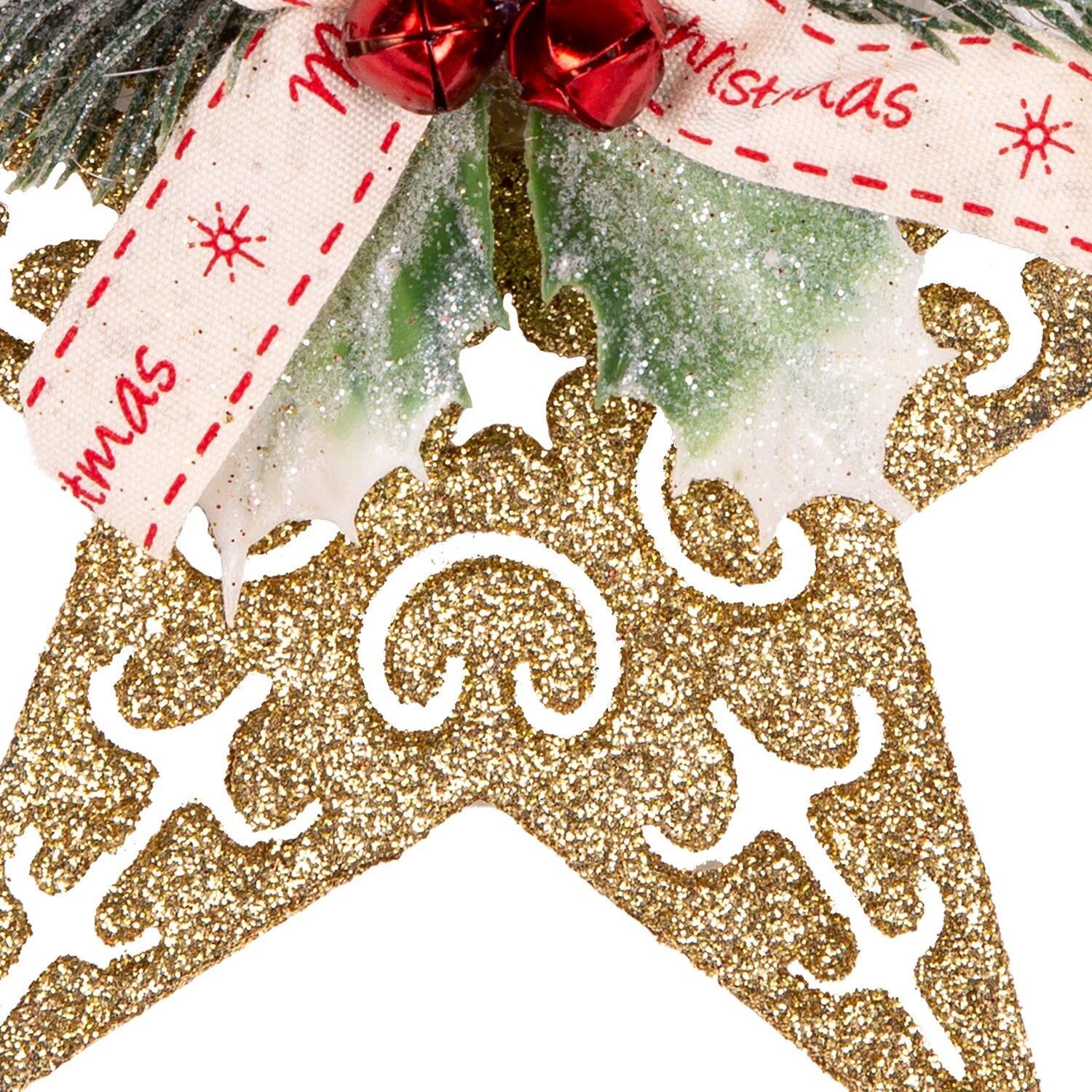 Yılbaşı Ağaç Süsü Yılbaşı Dekorlu Yıldız Gold 10x13 cm