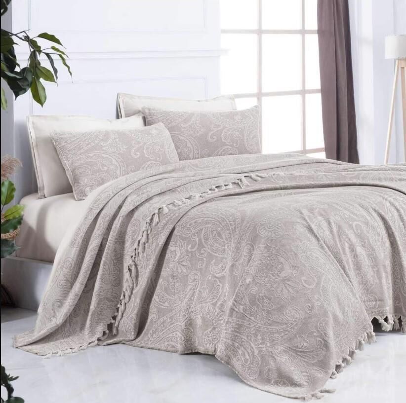 Sarev Zariah Yatak Örtüsü Bej Tek Kişilik