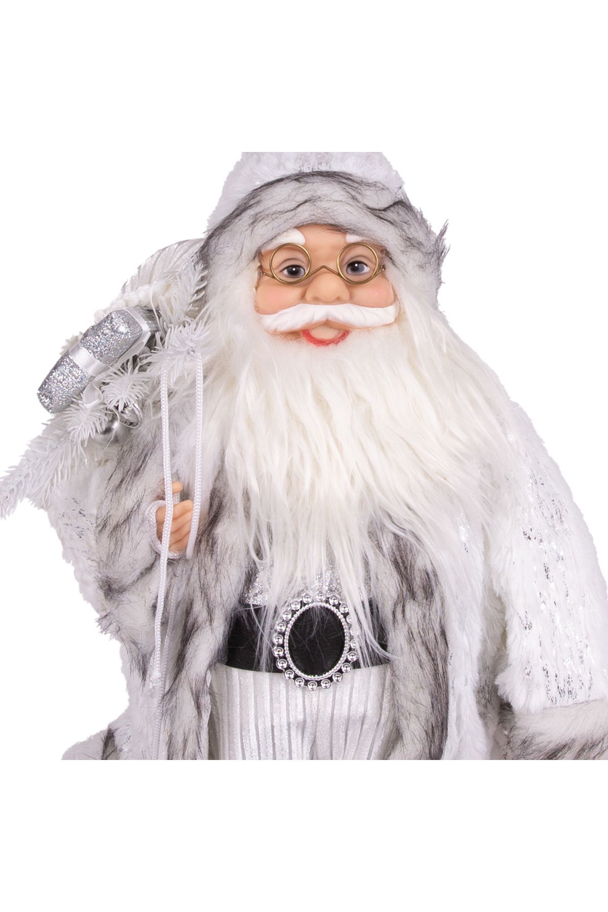 Yılbaşı Noel Baba Hediye Çuvallı Pelüş Ayı Dekorlu Gold 30 cm