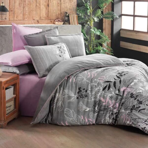 Sarev İnes Flanel Nevresim Takımı Gri Çift Kişilik