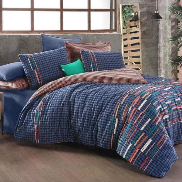 Sarev Layra Flanel Nevresim Takımı Mavi Çift Kişilik