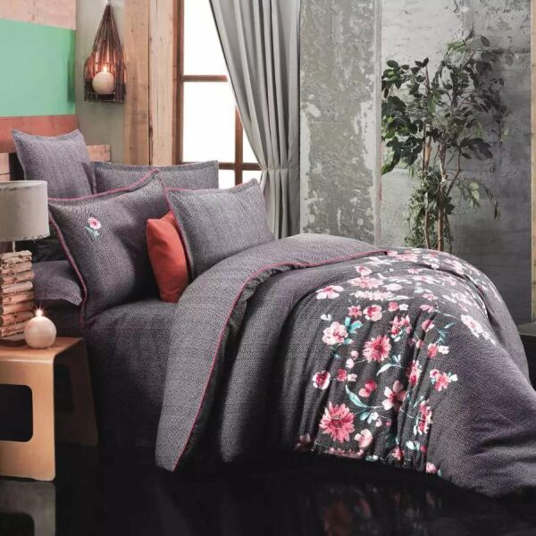 Sarev Siva Flanel Nevresim Takımı Siyah Çift Kişilik