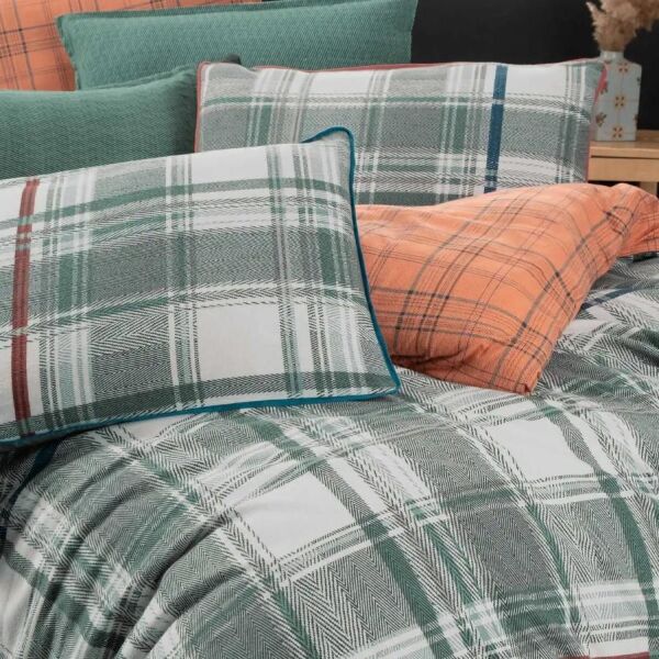 Sarev Helge Flanel Nevresim Takımı Yeşil Çift Kişilik