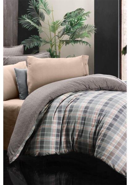 Sarev Arno Flanel Nevresim Takımı Gri Çift Kişilik