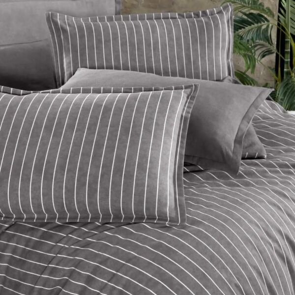 Sarev Sandro Flanel Nevresim Takımı Gri Çift Kişilik