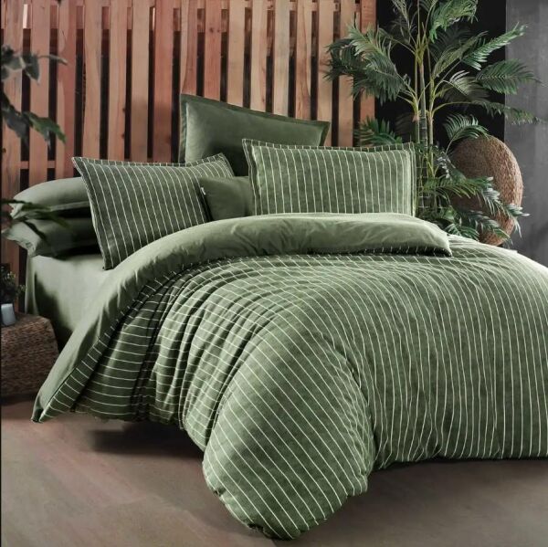 Sarev Sandro Flanel Nevresim Takımı Yeşil Çift Kişilik