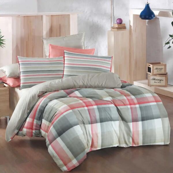 Sarev Vegas Fancy Poplin Nevresim Takımı Bej Çift Kişilik