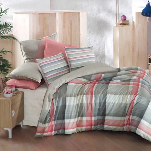 Sarev Vegas Fancy Poplin Nevresim Takımı Bej Çift Kişilik