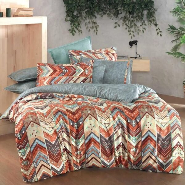 Sarev Izla Fancy Poplin Nevresim Takımı Taba Çift Kişilik