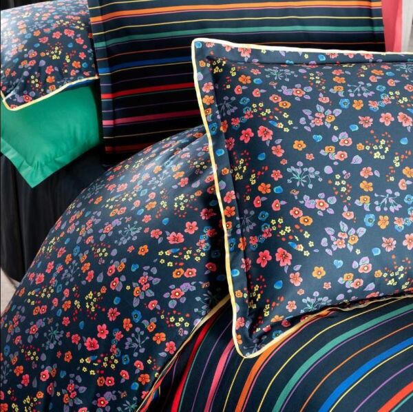 Sarev Selin Saten Nevresim Takımı Lacivert Tek Kişilik