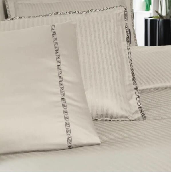 Sarev Jacquard Stripe Nevresim Takımı Bej Çift Kişilik