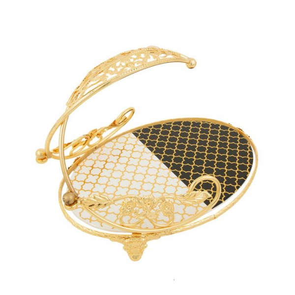 Vitale Siyah Beyaz Dama Seramik Sunumluk 1  32 x 23.5 x  25cm