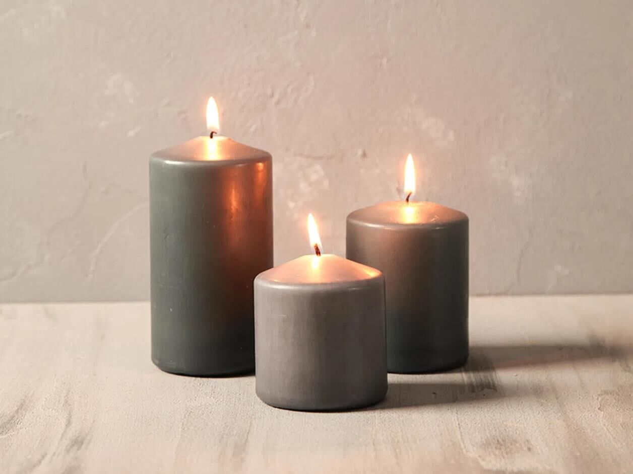 Porland Shİne Blok Mum Gri 7x14cm