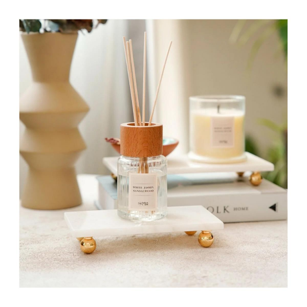 The Mia Marbre Mermer Boncuk Ayaklı Servis 20 x 10 cm Beyaz