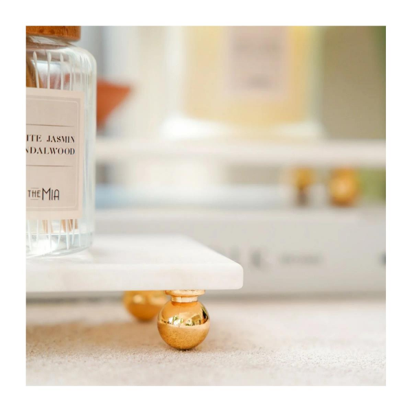 The Mia Marbre Mermer Boncuk Ayaklı Servis 20 x 10 cm Beyaz