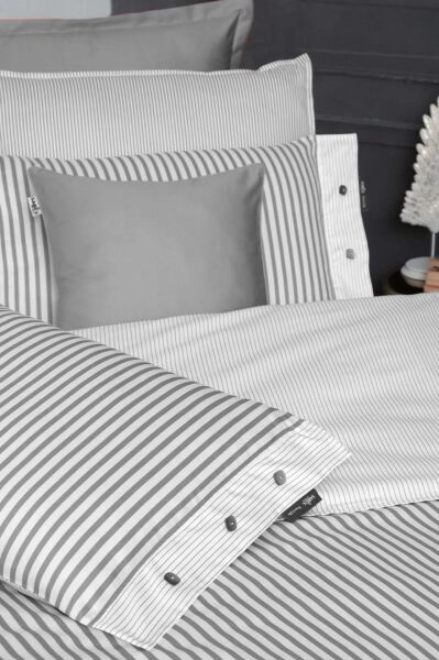 Sarev Tommy Saten Nevresim Takımı Tek Kişilik 2 Yastık-Gri