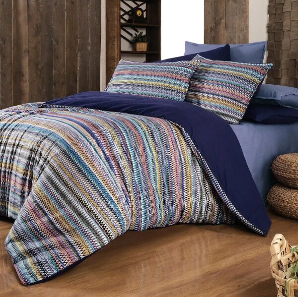 Sarev Dimitro Flanel Nevresim Takımı Çift Kişilik 2 Yastık-Mavi