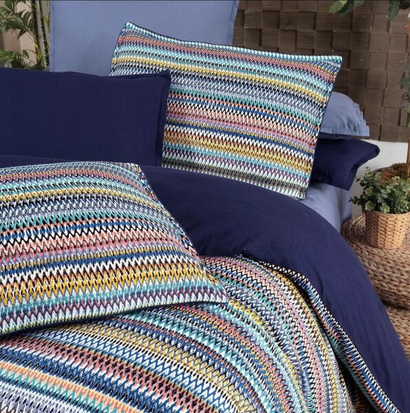 Sarev Dimitro Flanel Nevresim Takımı Çift Kişilik 2 Yastık-Mavi