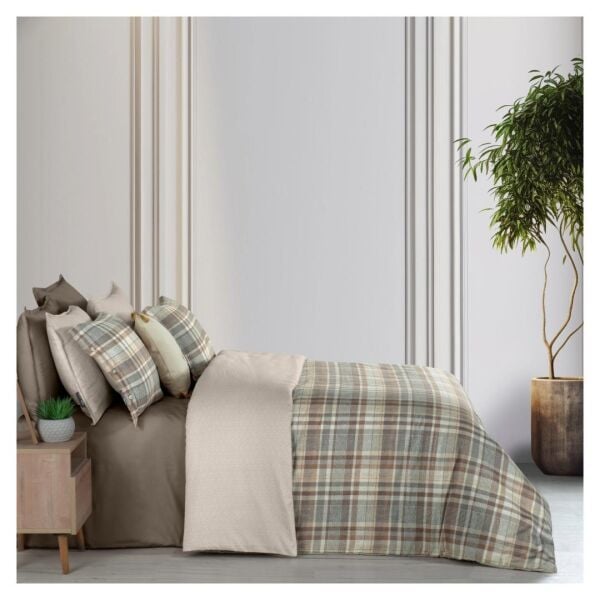 Sarev Winston Saten Nevresim Takımı Çift Kişilik 4 Yastık-Mocha