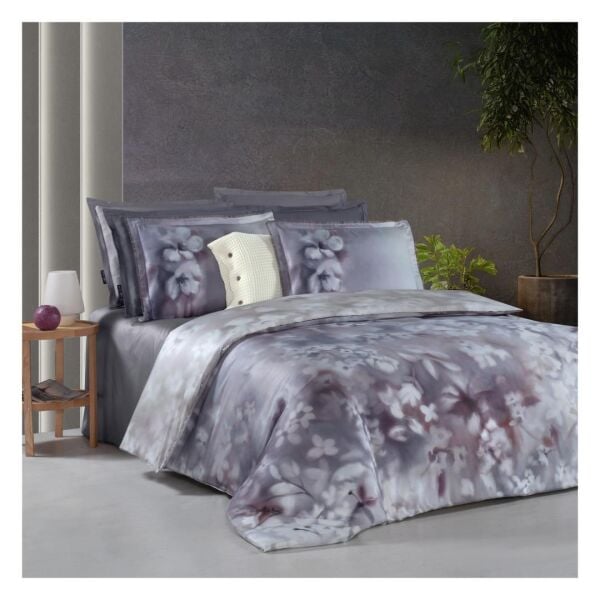 Sarev İnova Saten Nevresim Takımı Çift Kişilik 4 Yastık-Lila