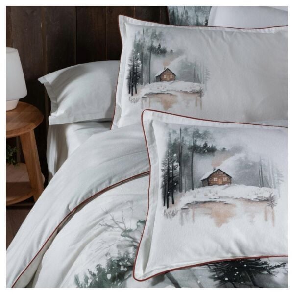 Sarev Connel Flanel Nevresim Takımı Tek Kişilik 1 Yastık-Beyaz