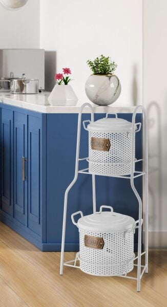 The Mia Katlı Sebze ve Meyve Standı-Beyaz