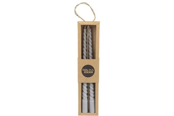 Mikasa Moor Burgulu Açık Gri Mat 28 cm 2'li Mum