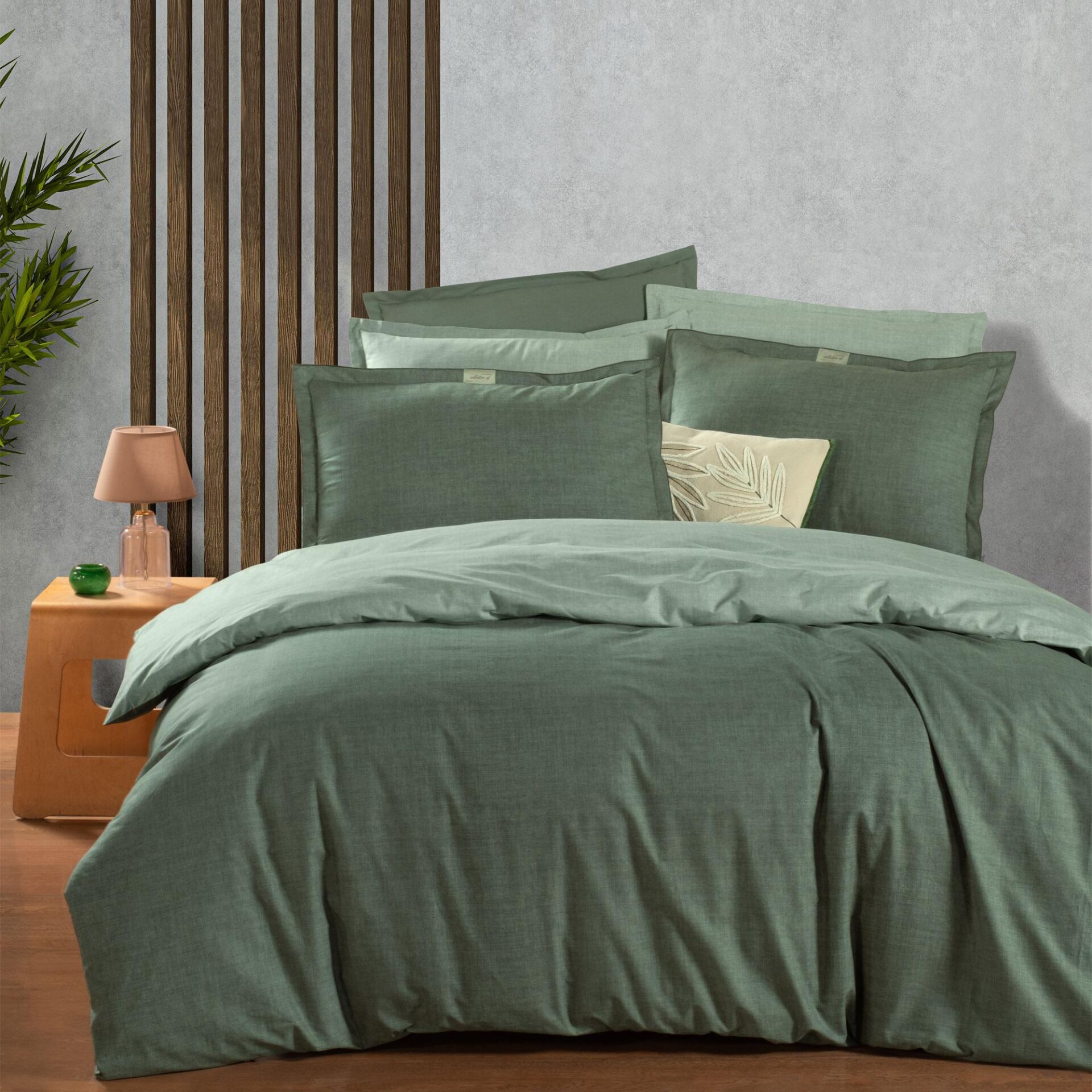 Sarev Solo Tone Ranforce Nevresim Takımı Tek Kişilik 1 Yastık Yeşil