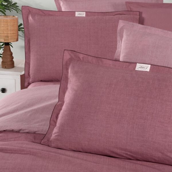 Sarev Solo Tone Ranforce Nevresim Takımı Çift Kişilik 2 Yastık Pembe