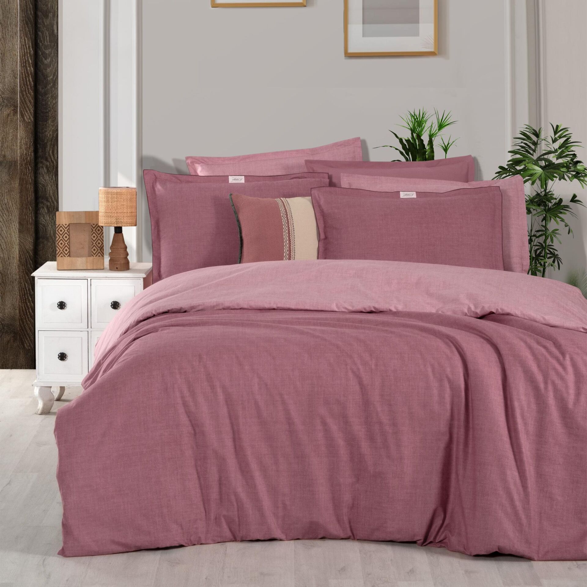 Sarev Solo Tone Ranforce Nevresim Takımı Tek Kişilik 1 Yastık Pembe