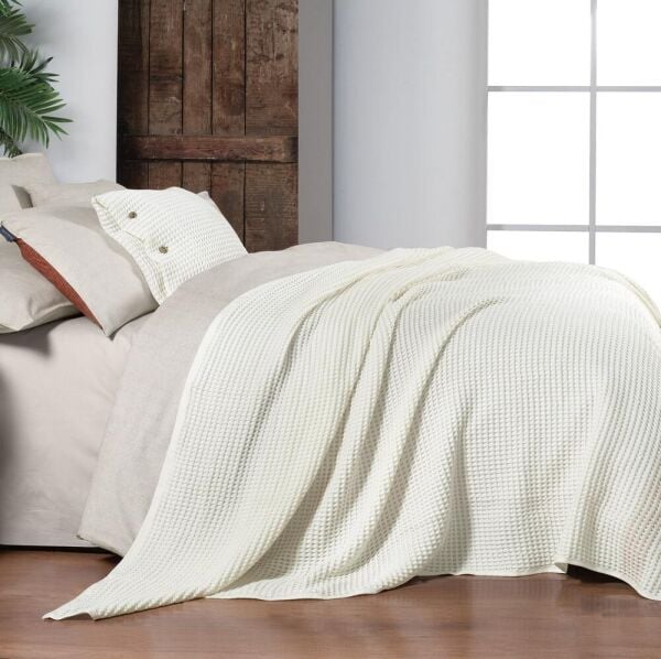 Sarev Polendia Yatak Örtüsü Çift Kişilik Ekru