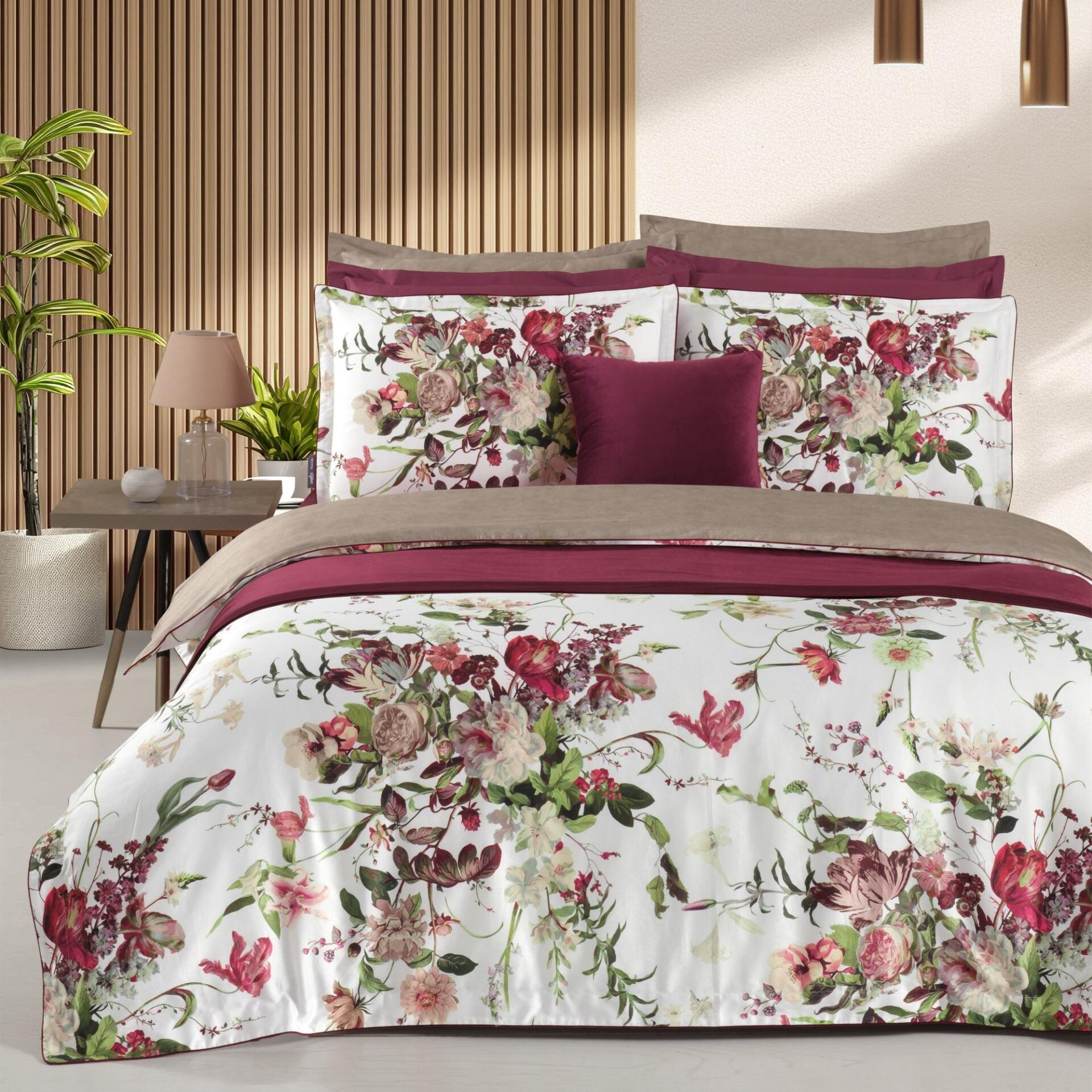 Sarev Bella Rose  Saten Nevresim Takımı  Çift Kişilik 4 Yastık Multi