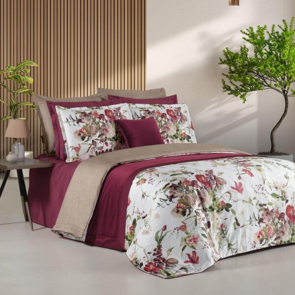 Sarev Bella Rose  Saten Nevresim Takımı  Çift Kişilik 4 Yastık Multi