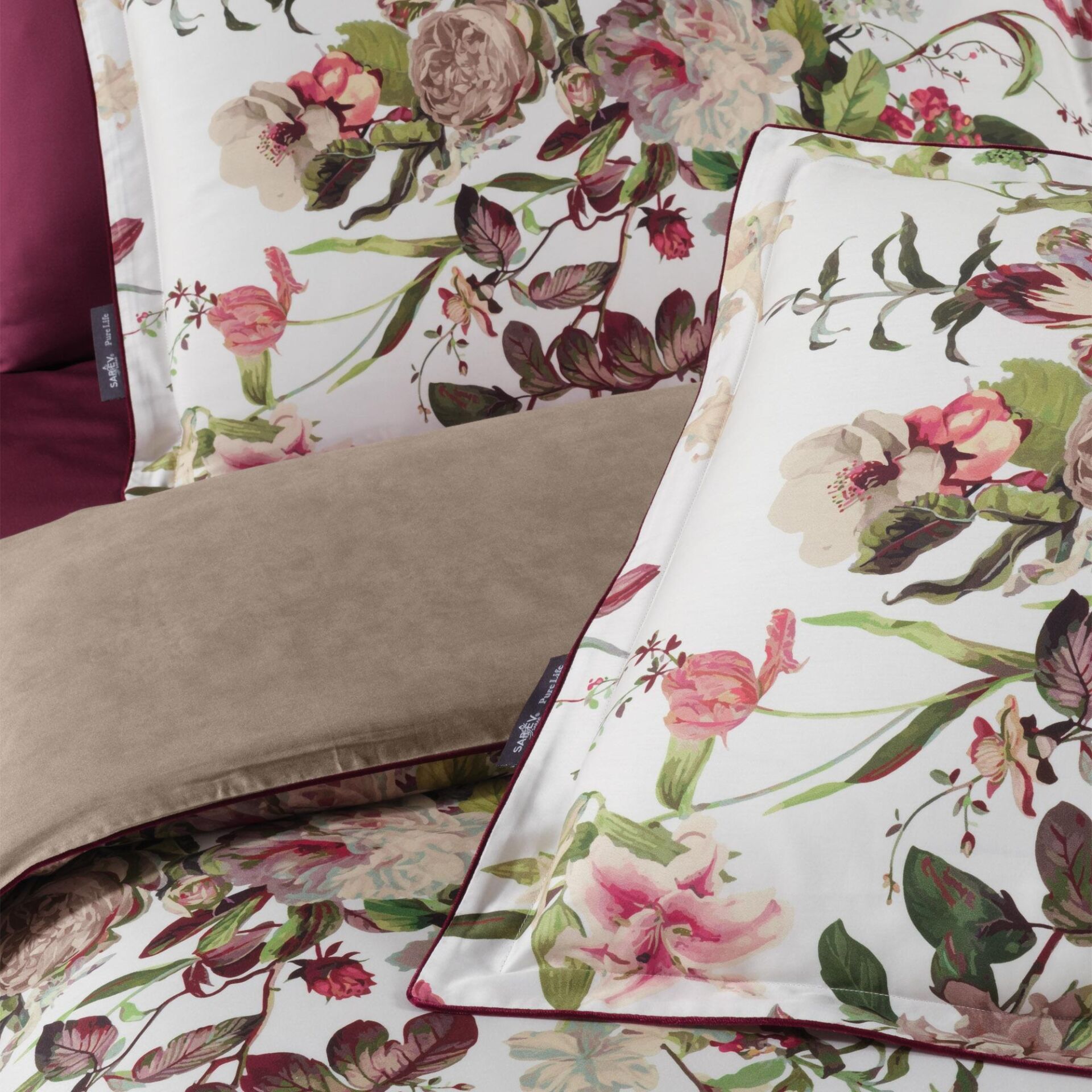 Sarev Bella Rose  Saten Nevresim Takımı  Çift Kişilik 4 Yastık Multi