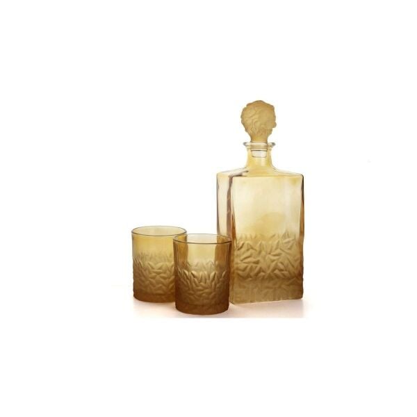 Mikasa Moor Amber Aslan Kapaklı Cam Viski Seti 3 Parça 800ml-280ml