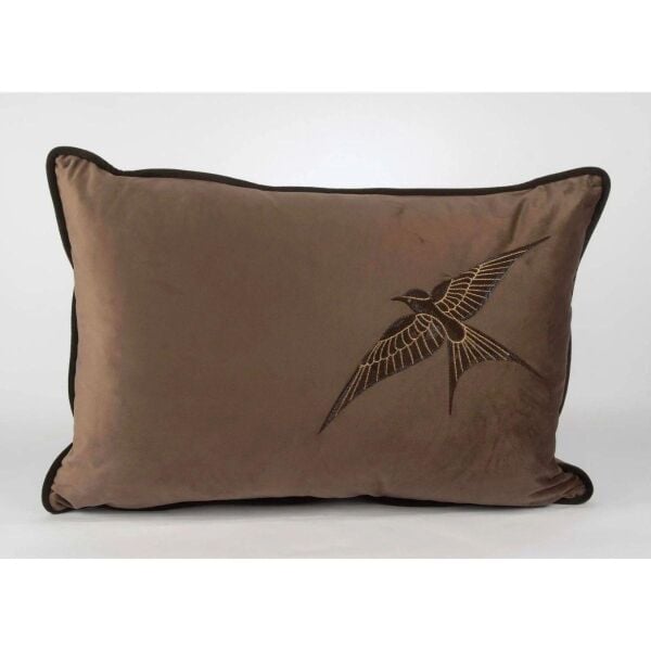 Mikasa Moor Isla Kahverengi Kadife Tek Kuş 40x60 Yastık