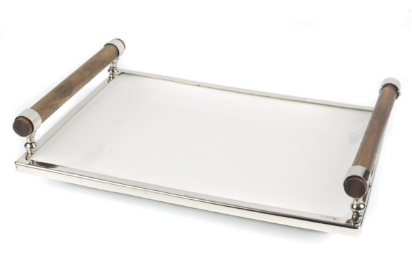 Mikasa Moor Gümüş Ahşap Seramik Servis 39 x 28 x 4 cm