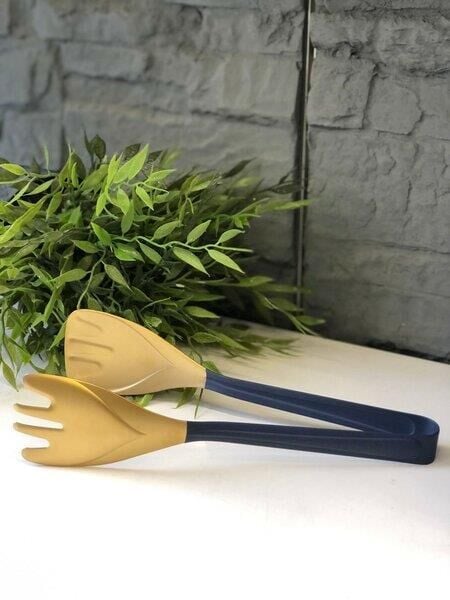 Roy King Makarna Çelik Maşa Mat Altın Lacivert