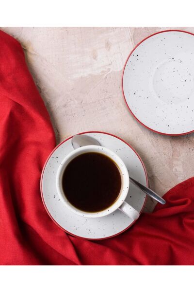 The Mia Dots Çay Tabağı Kırmızı 6 Parça