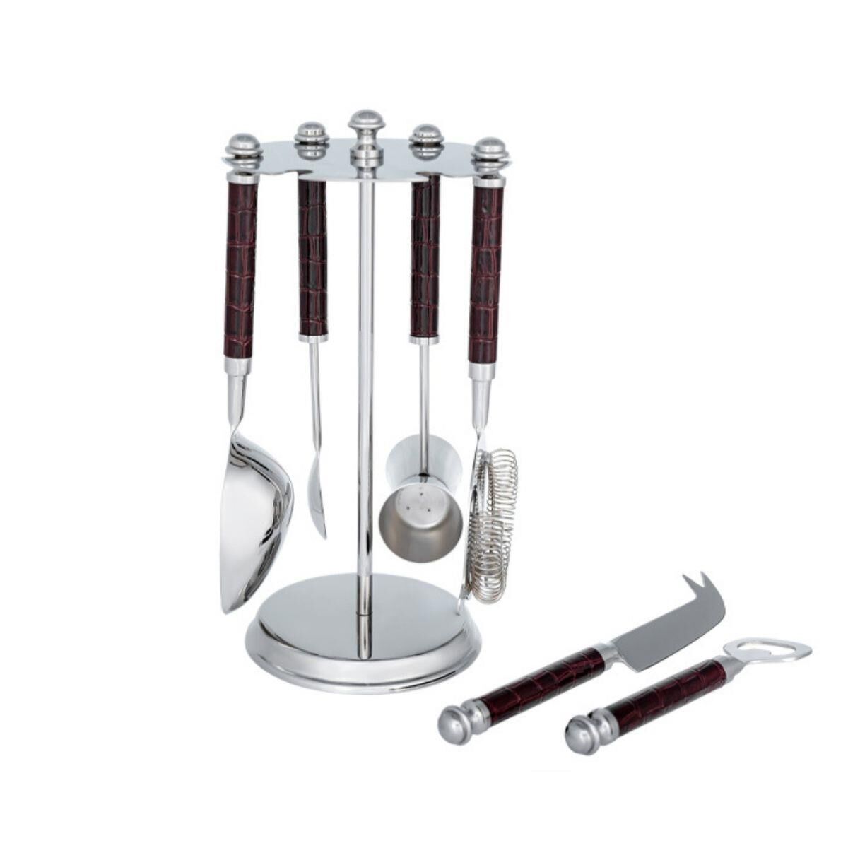 La Medore  Brown Croco Leather Bartool Set  14x14x27,5 Cm