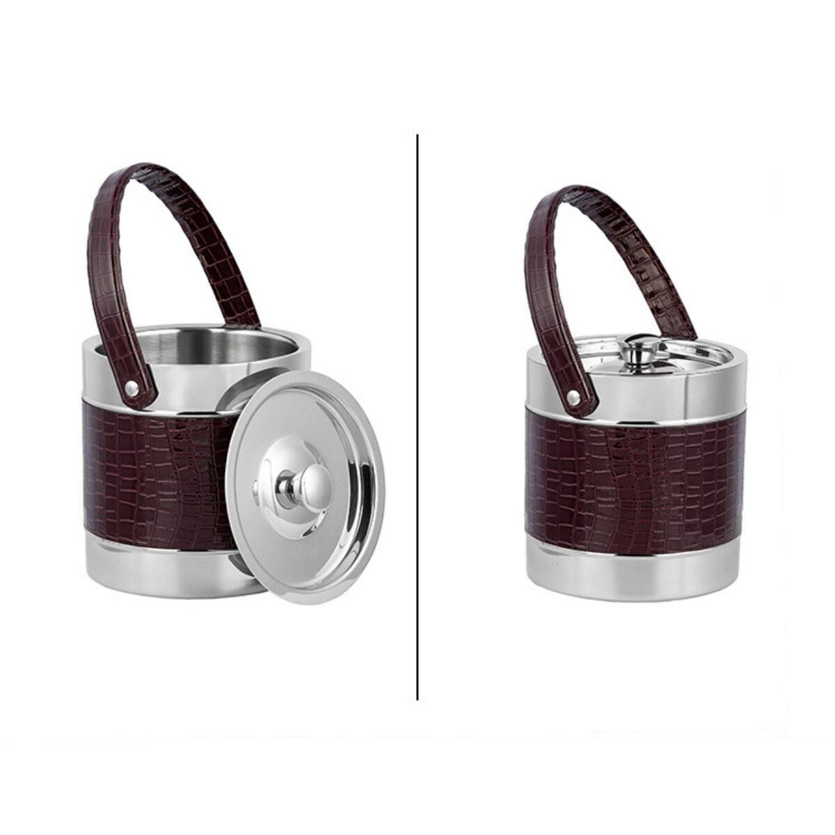 La Medore Brown Croco Leatherıce Bucket 18xl8xl8cm