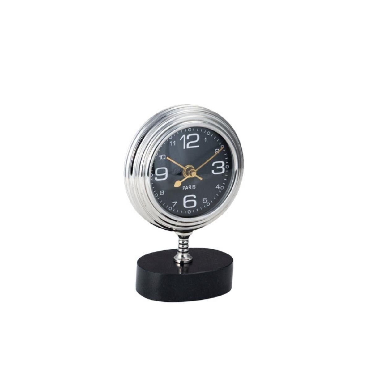 La Medore Nıckel Table Clock On Black Granıte Base 7,8x13x18,5 Cm