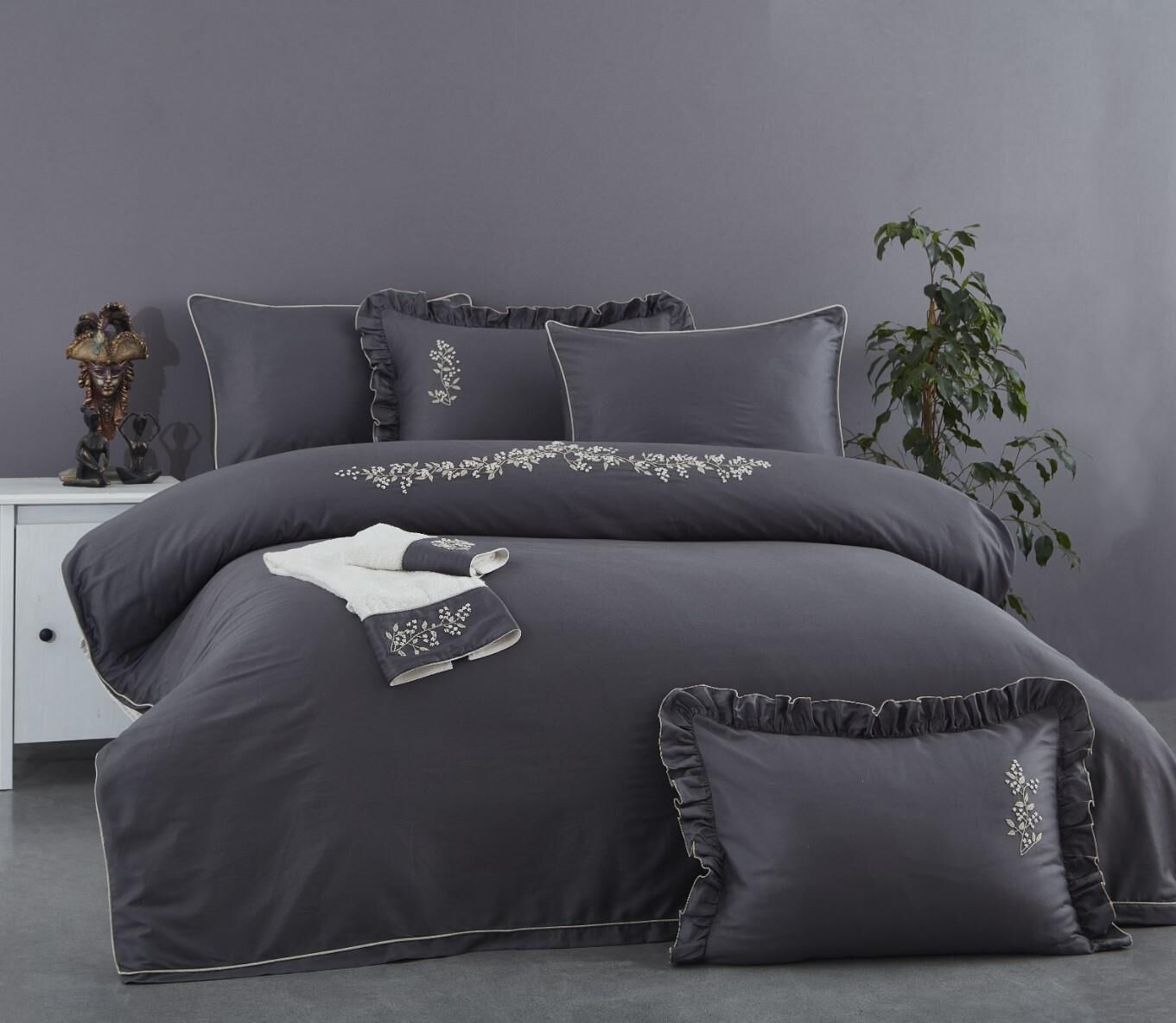 Zebra Casa Baldi Nakışlı Nevresim Takımı-Gri