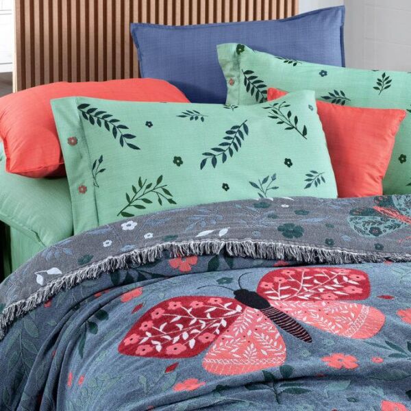 Sarev Abrial Pike Takımı Çift Kişilik 2 Yastık Yeşil